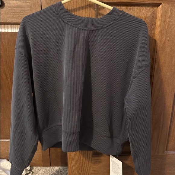 lululemon athletica Tops - lululemon Women's Perfectly Oversized Ribbed Crop Crew Sweatshirt -Charcoal Gray